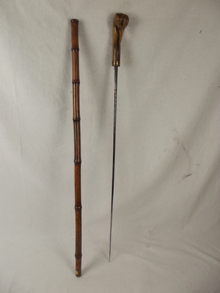 Early To Mid 19th Century Bird Head Sword Cane, Blued Blade