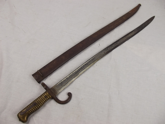 French M1866 Chassepot Sword Bayonet & Steel Scabbard #1
