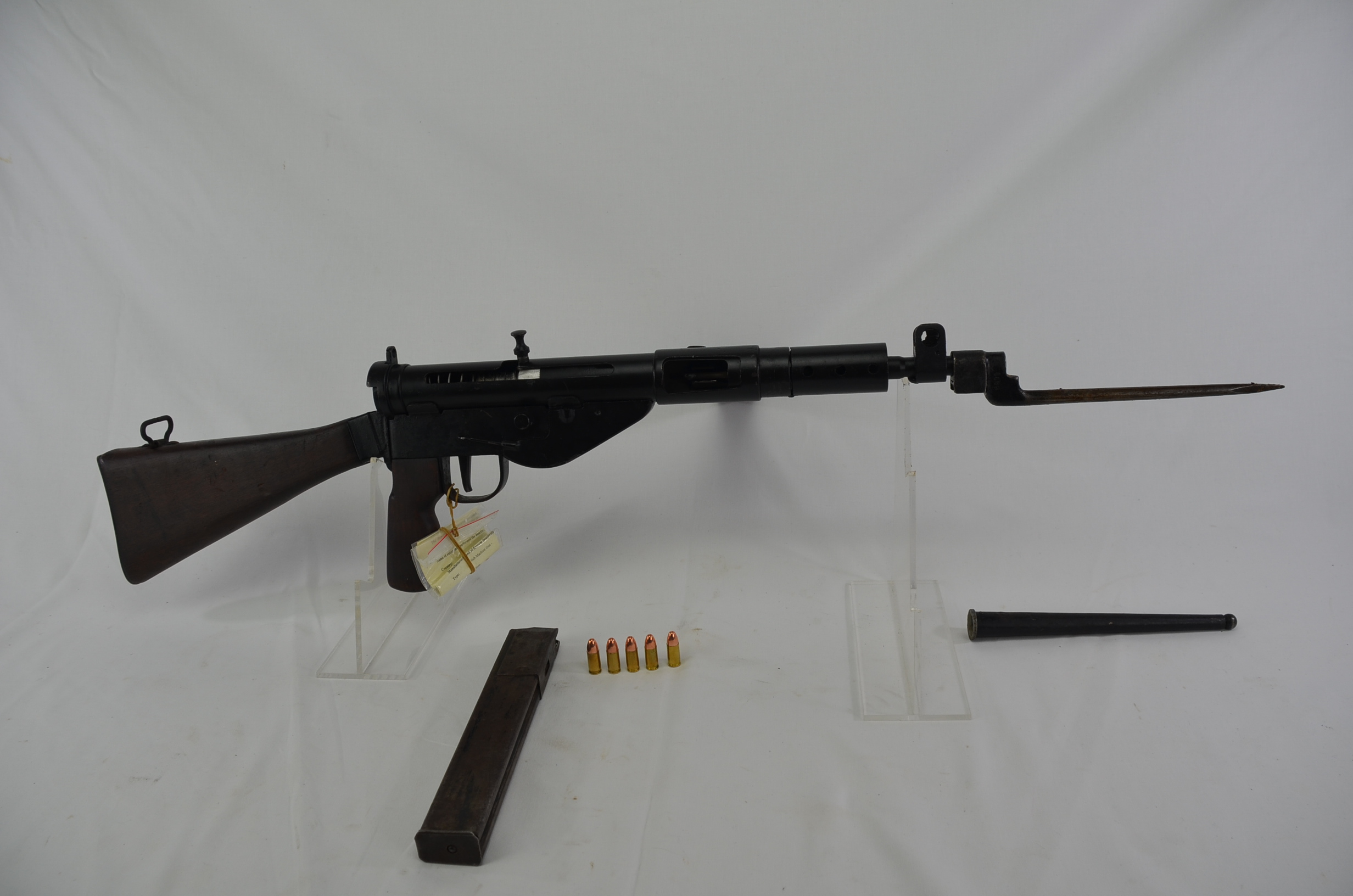 WW2 Mk5 Sten Gun With Inert Rounds, Spare Magazine and Bayonet (Deactivated) - Image 6