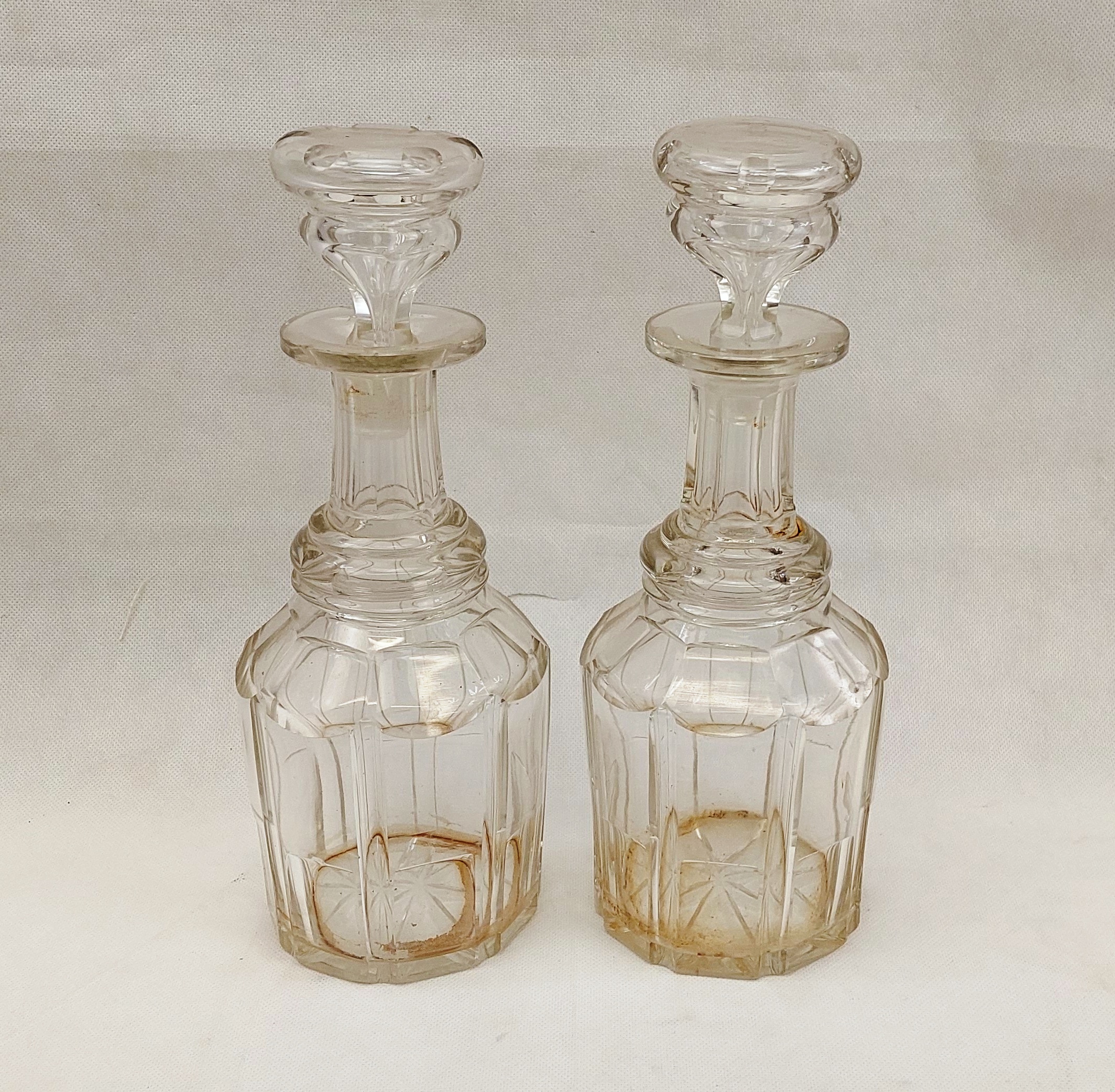 Pair Of Regency Circa 1810 Cut Glass Decanters