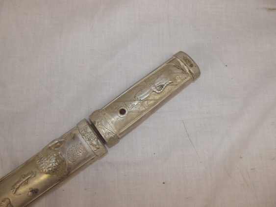 Japanese 17th Century Tanto Sword With Later White Metal Mounts And Scabbard - Image 10