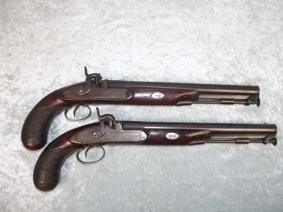 Pair of 18th Century Duelling Percussion Pistols by H.W. Mortimer Of London