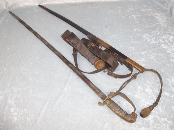 c1830/40 Royal Navy Master of Arms Dress Sword with Scabbard, Knot and Sword Belt