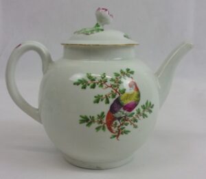 Circa 1770 Royal Worcester Fancy Birds Teapot And Cover