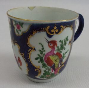 Circa 1785 Worcester Exotic Birds Coffee Cup