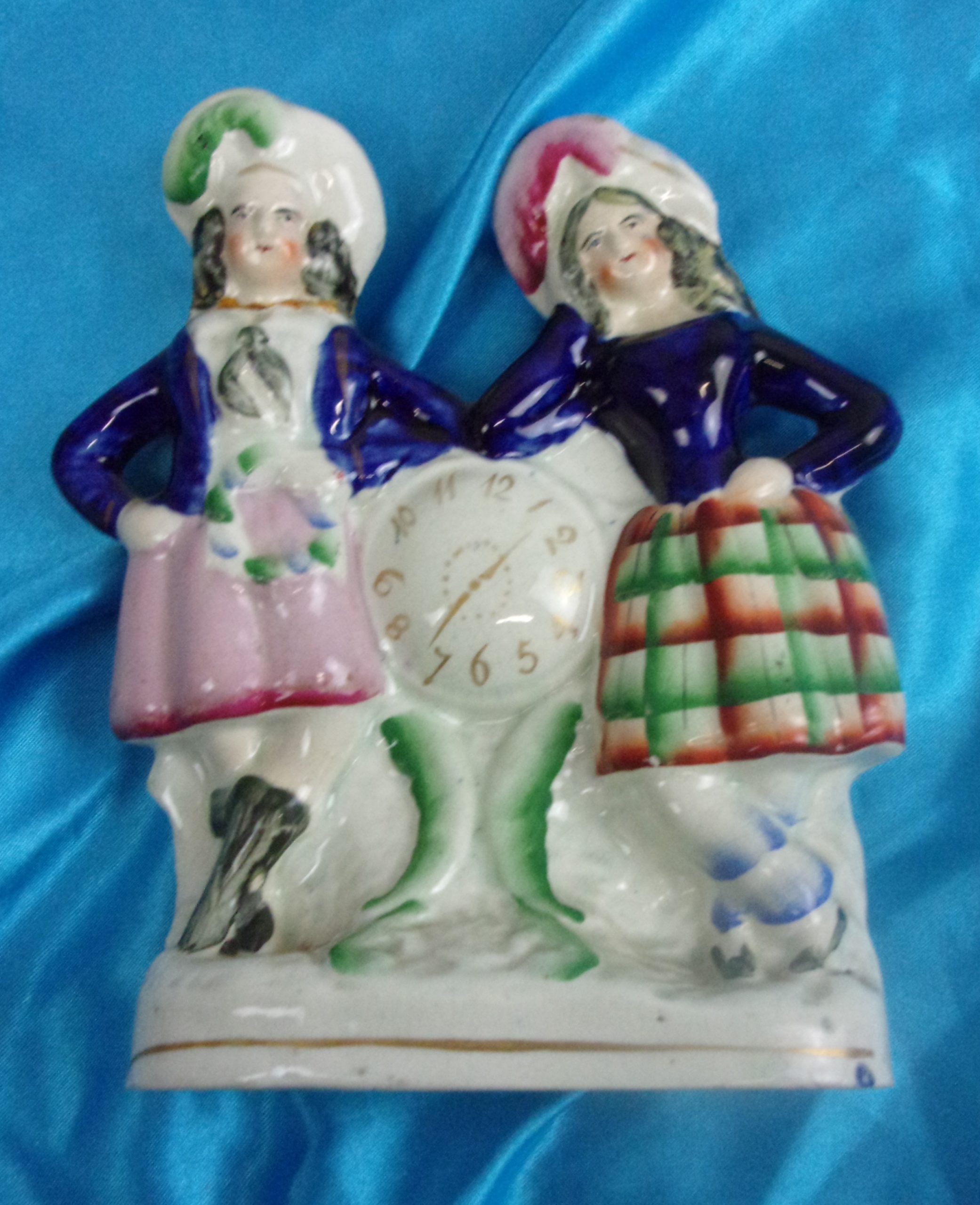 Victorian Staffordshire Scottish Highland Couple With A Mock Clock Dial - Image 3