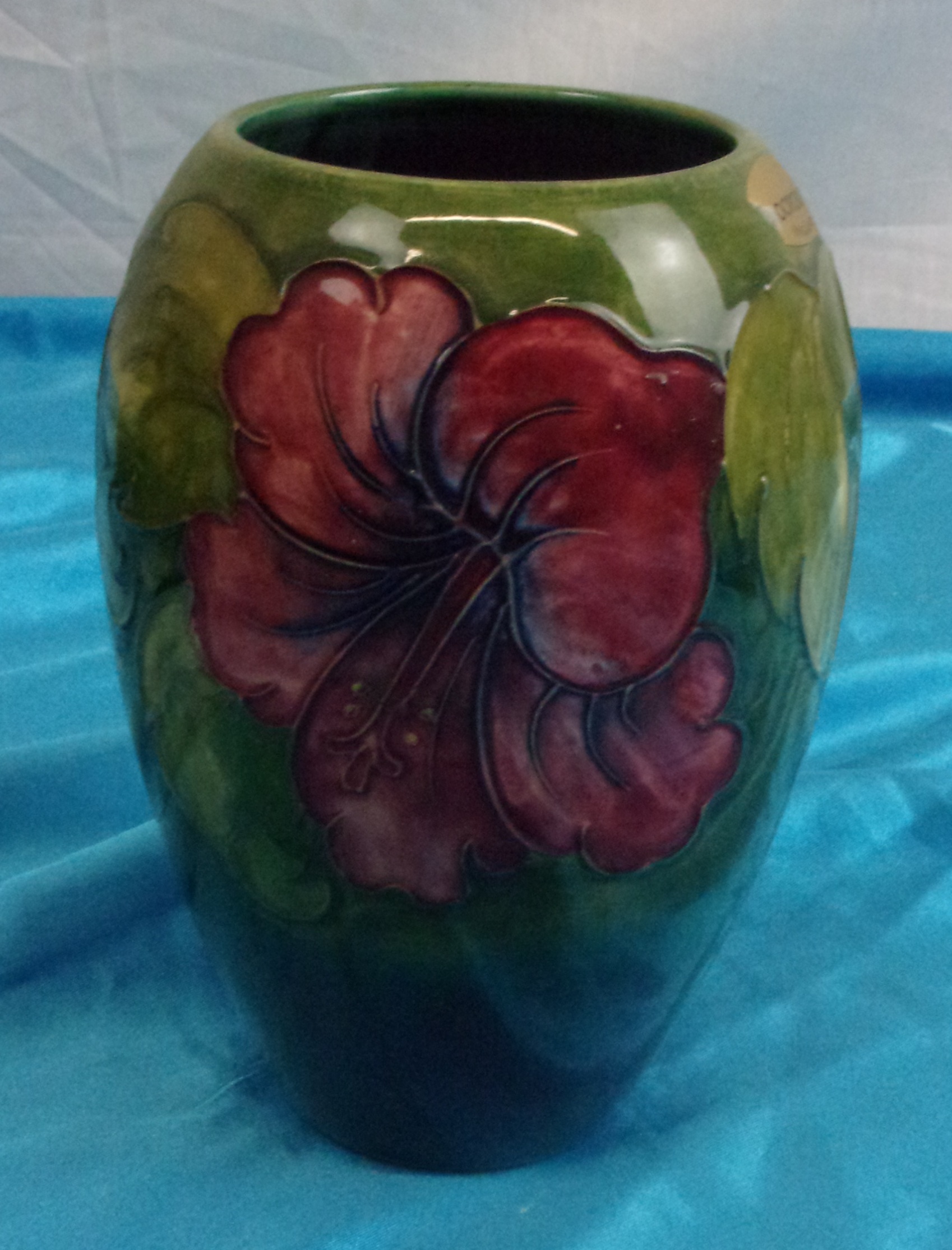 Ovoid Form Moorcroft Hibiscus Pattern Vase
