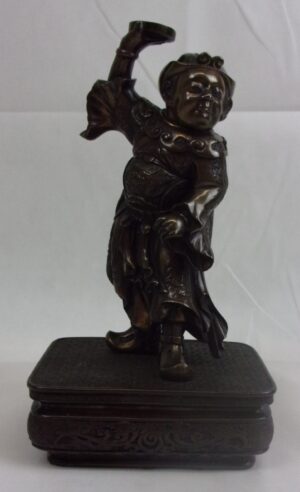 Japanese Meiji Bronze Dancing Figure In Chinese Emperor's Robes