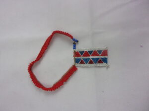 Zulu Tribal Bead Work Arm Band In Red With A Drop Down Panel