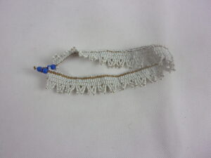 Zulu Tribal Bead Work Arm Band In White With Blue Beads