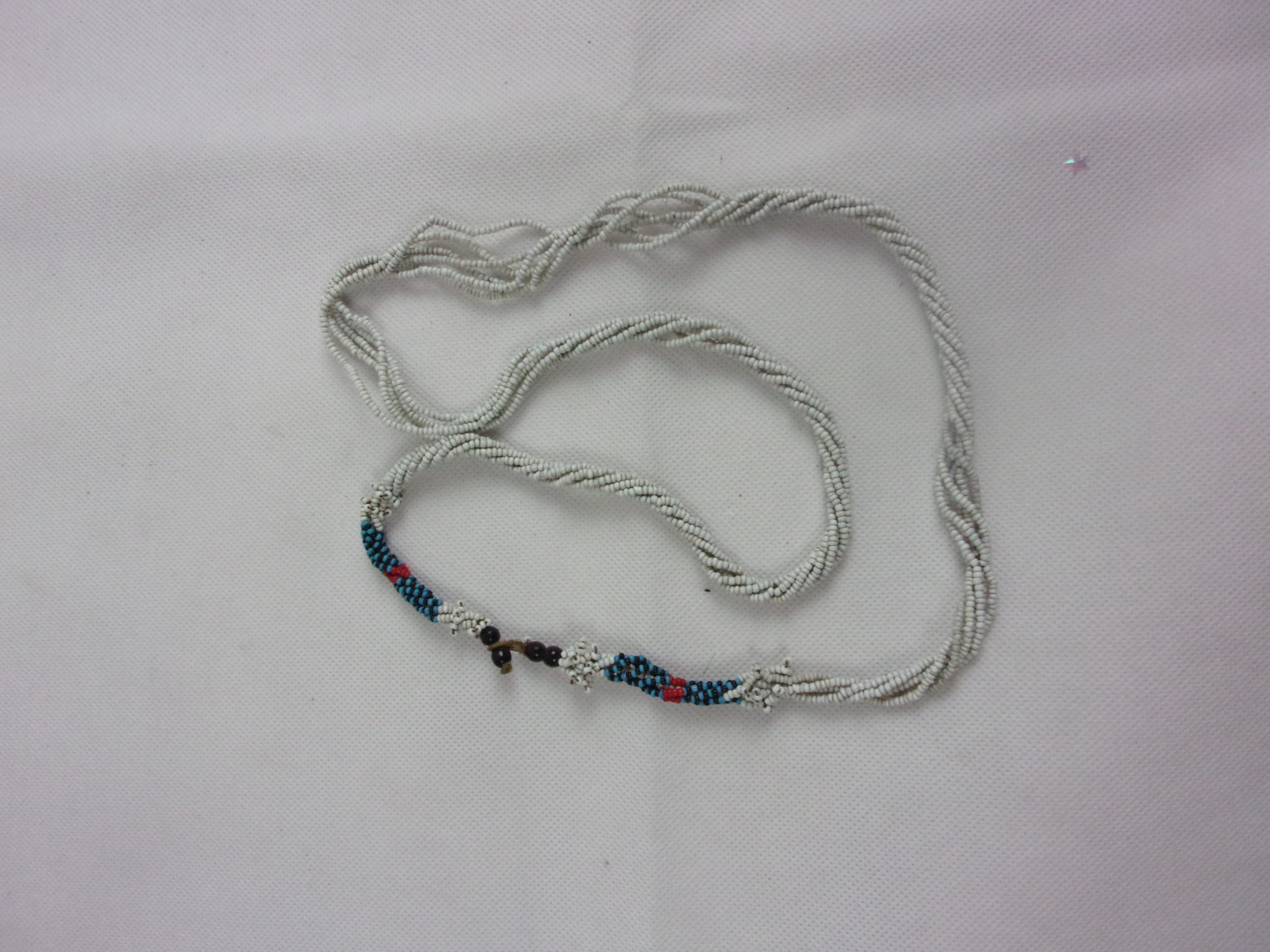 Zulu Tribal Bead Work Necklace Of Six White Strands