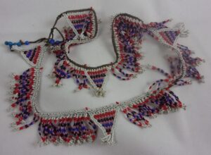Zulu Tribal Bead Work Necklace With Triangles And Drops In White, Pink, Black, Blue, Red And Pink