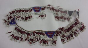 Zulu Tribal Bead Work Necklace With Blue And Black Triangles And Drops