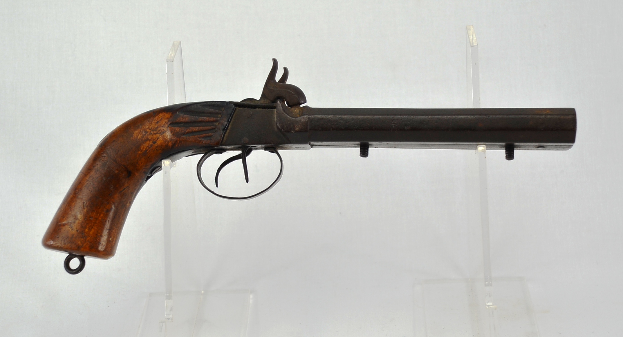 Antique Double Barrel Side By Side Howdah Percussion Pistol - Image 2