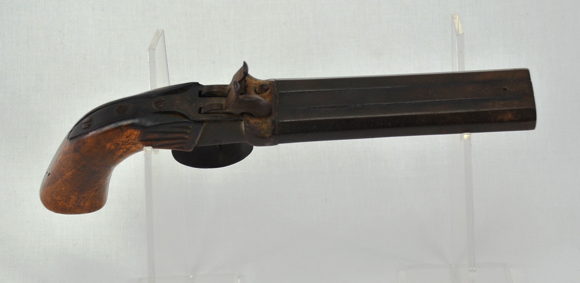 Antique Double Barrel Side By Side Howdah Percussion Pistol - Image 3