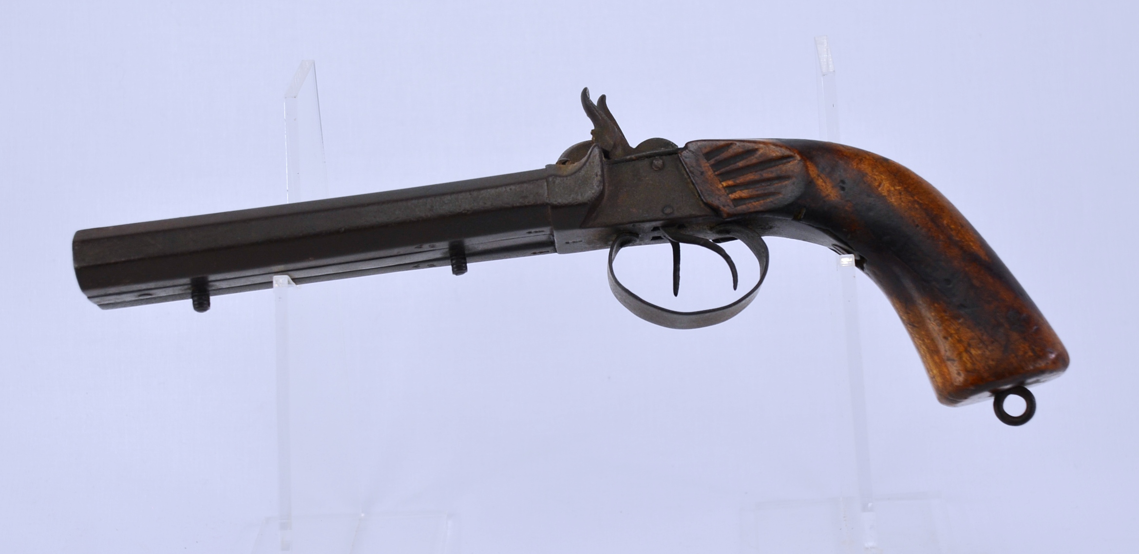 Antique Double Barrel Side By Side Howdah Percussion Pistol - Image 5