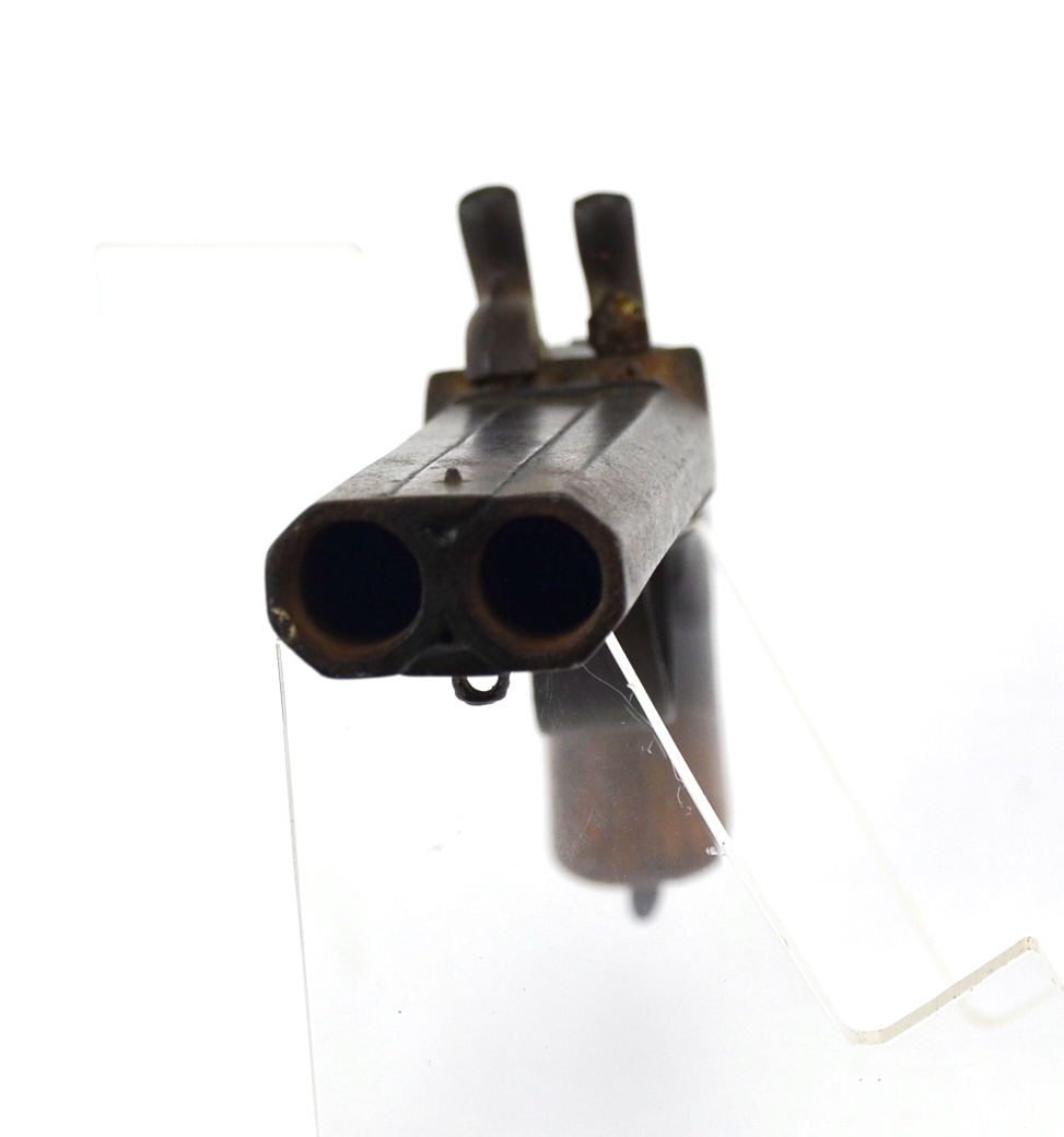 Antique Double Barrel Side By Side Howdah Percussion Pistol - Image 6
