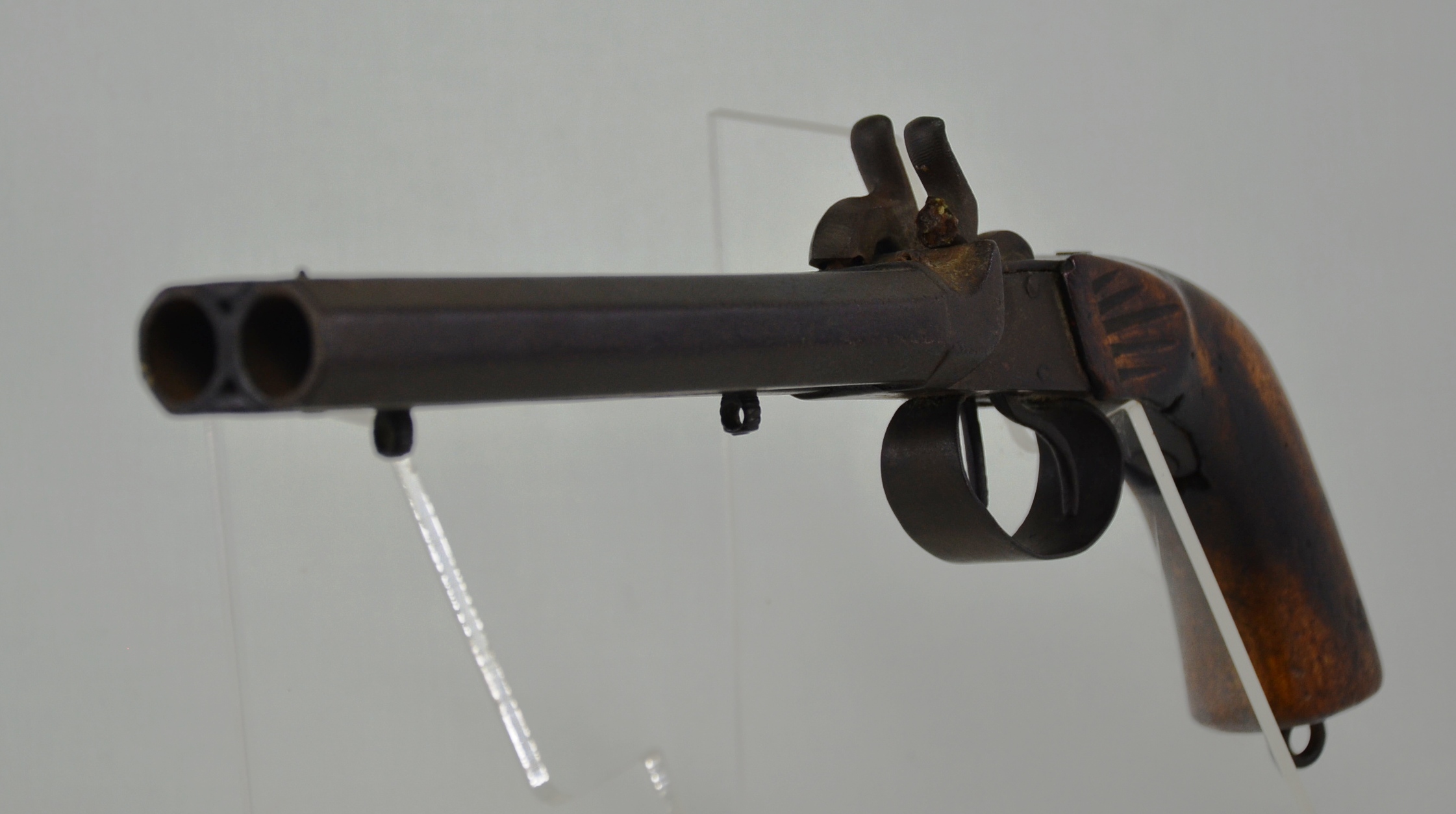 Antique Double Barrel Side By Side Howdah Percussion Pistol