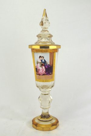 Beautiful Clear and Amber Bohemian Glass Goblet