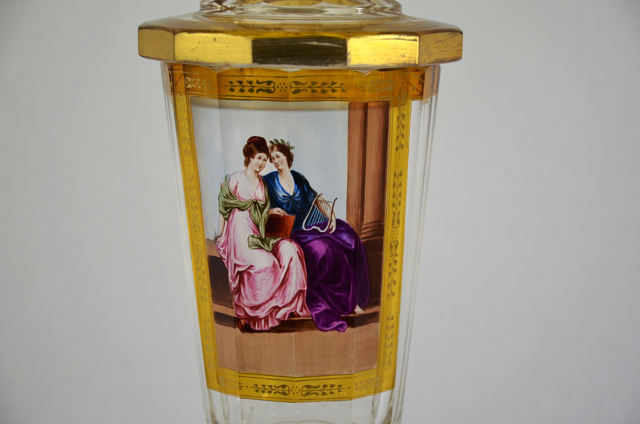 Beautiful Clear and Amber Bohemian Glass Goblet - Image 3