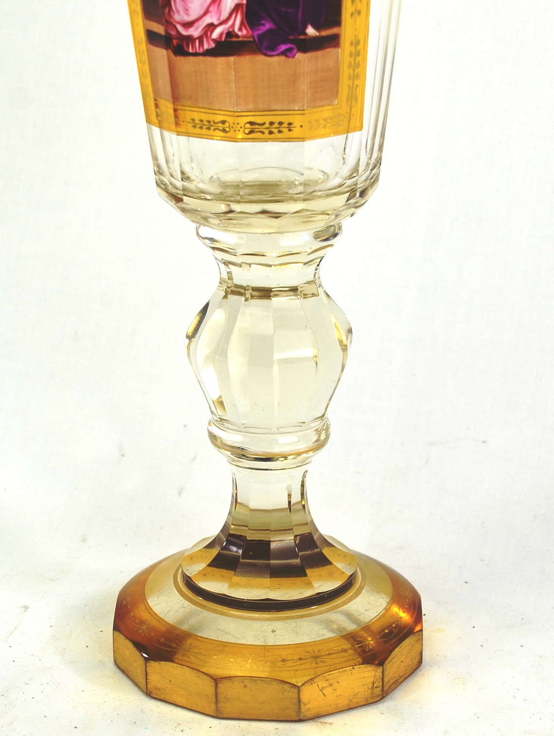 Beautiful Clear and Amber Bohemian Glass Goblet - Image 4