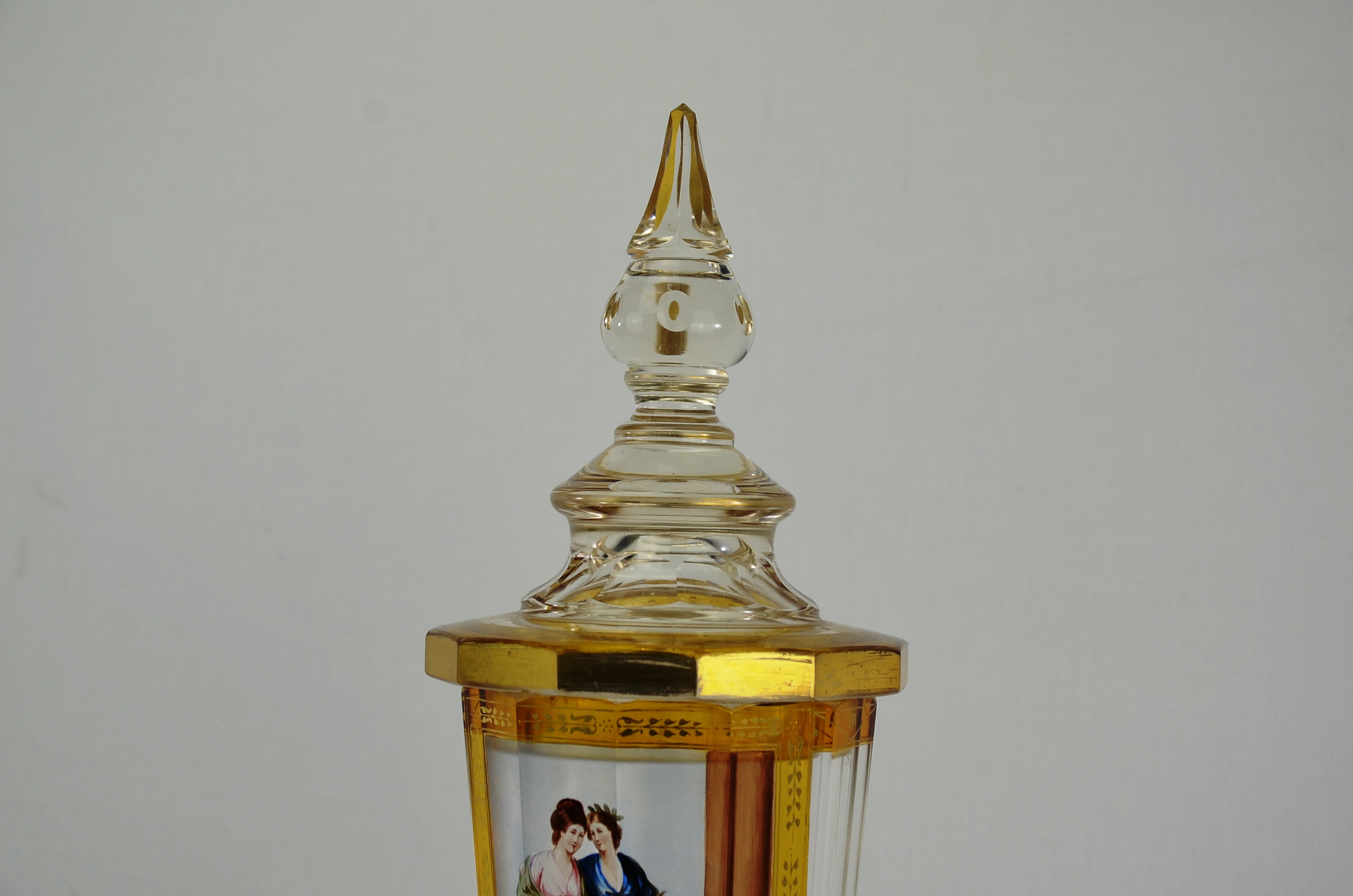 Beautiful Clear and Amber Bohemian Glass Goblet - Image 2