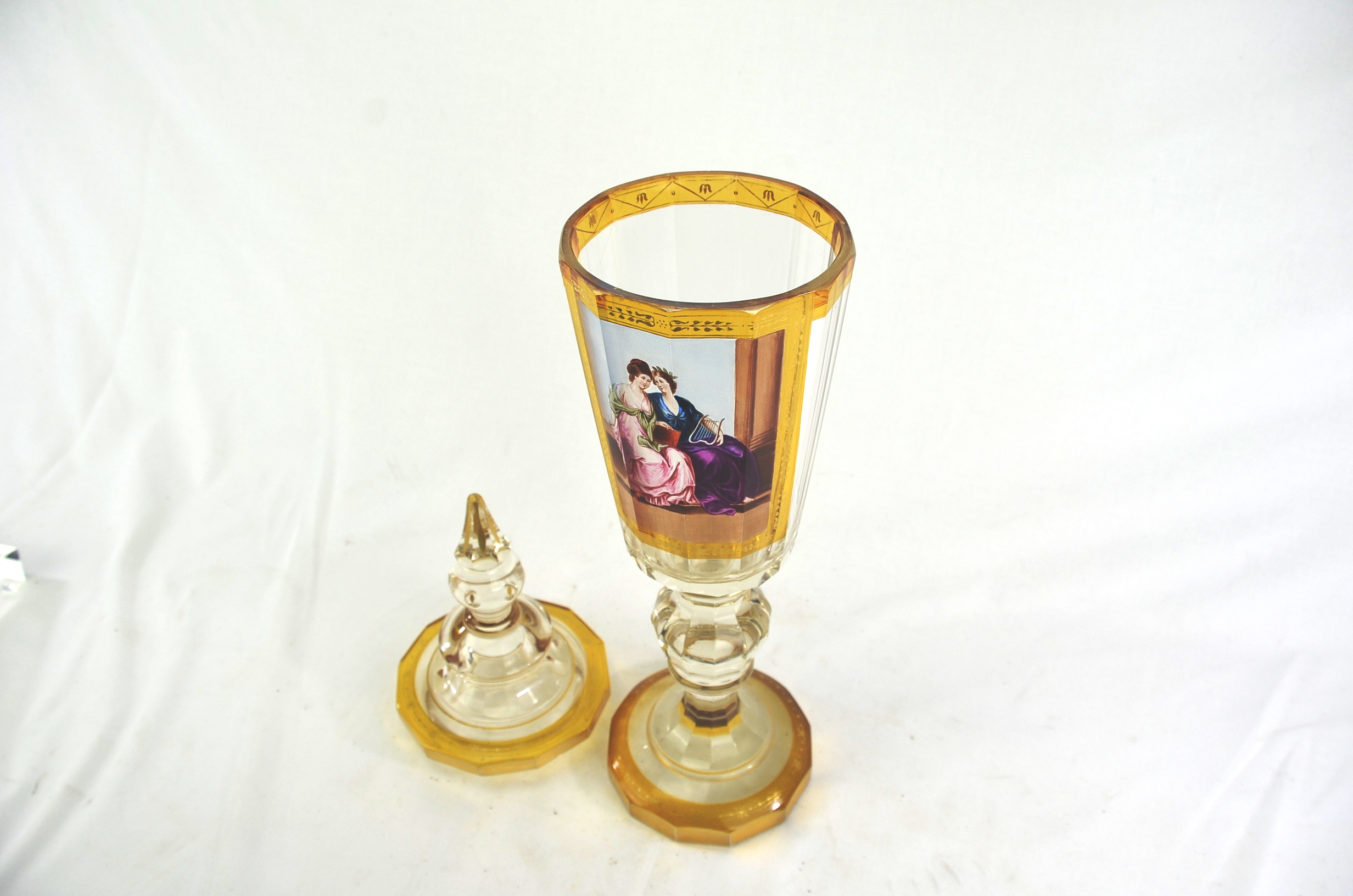 Beautiful Clear and Amber Bohemian Glass Goblet - Image 6