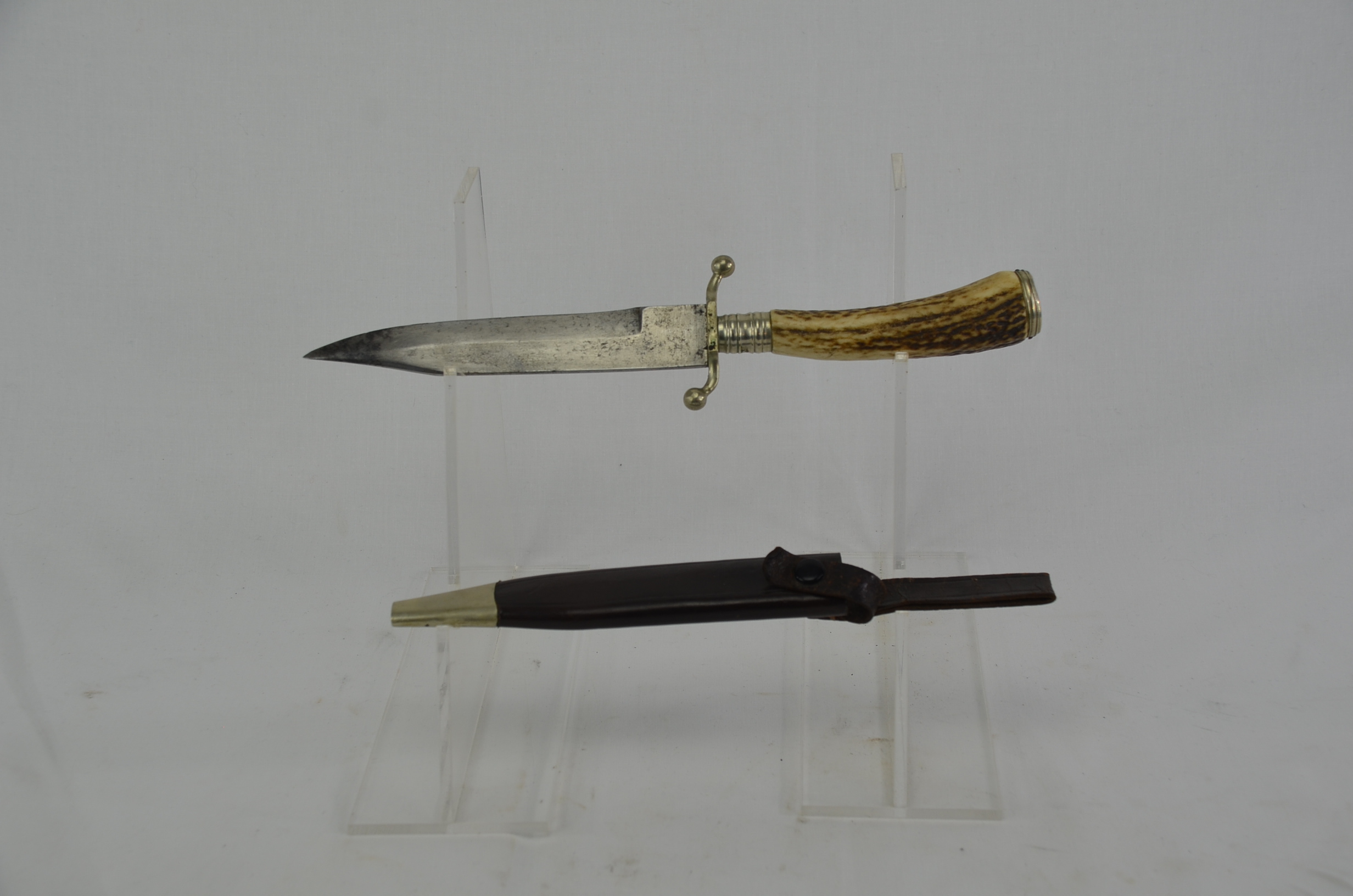 A Nice Victorian Bowie Knife With Sheath and Stag Horn Handle