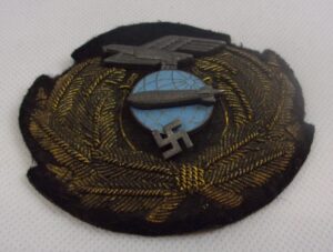 Pre-WW2 Era 1936-37 Zeppelin Airship Officers Cap Badge With Bullion Backing