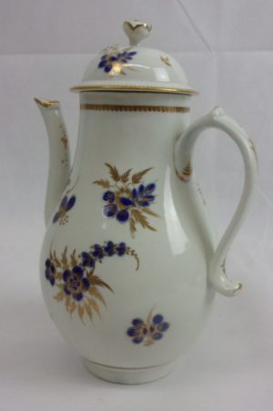 Circa 1785 Royal Worcester Coffee Pot In Blue And Gilt