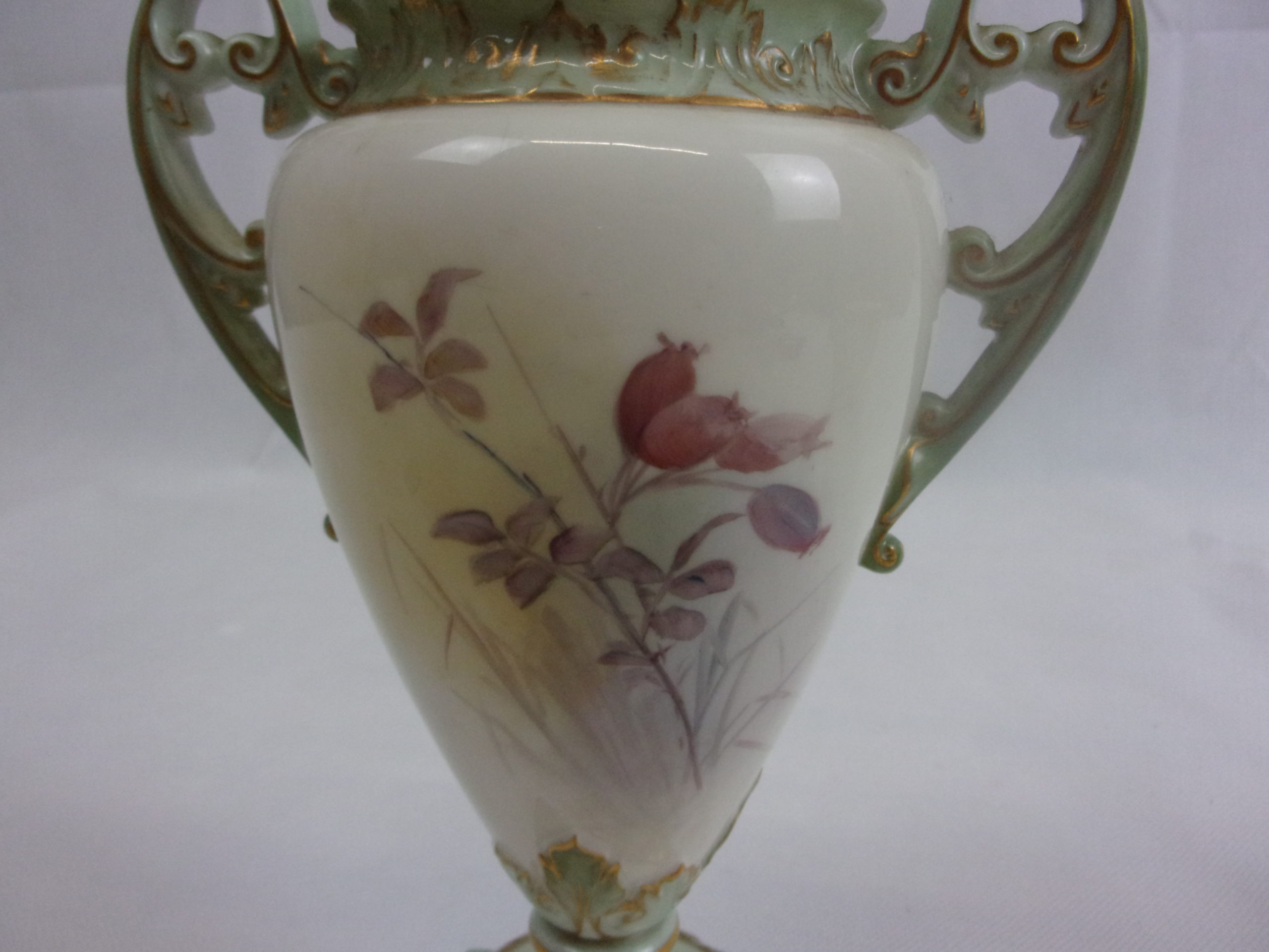 Royal Worcester James Stinton Turkey Twin Handled Vase - Image 5