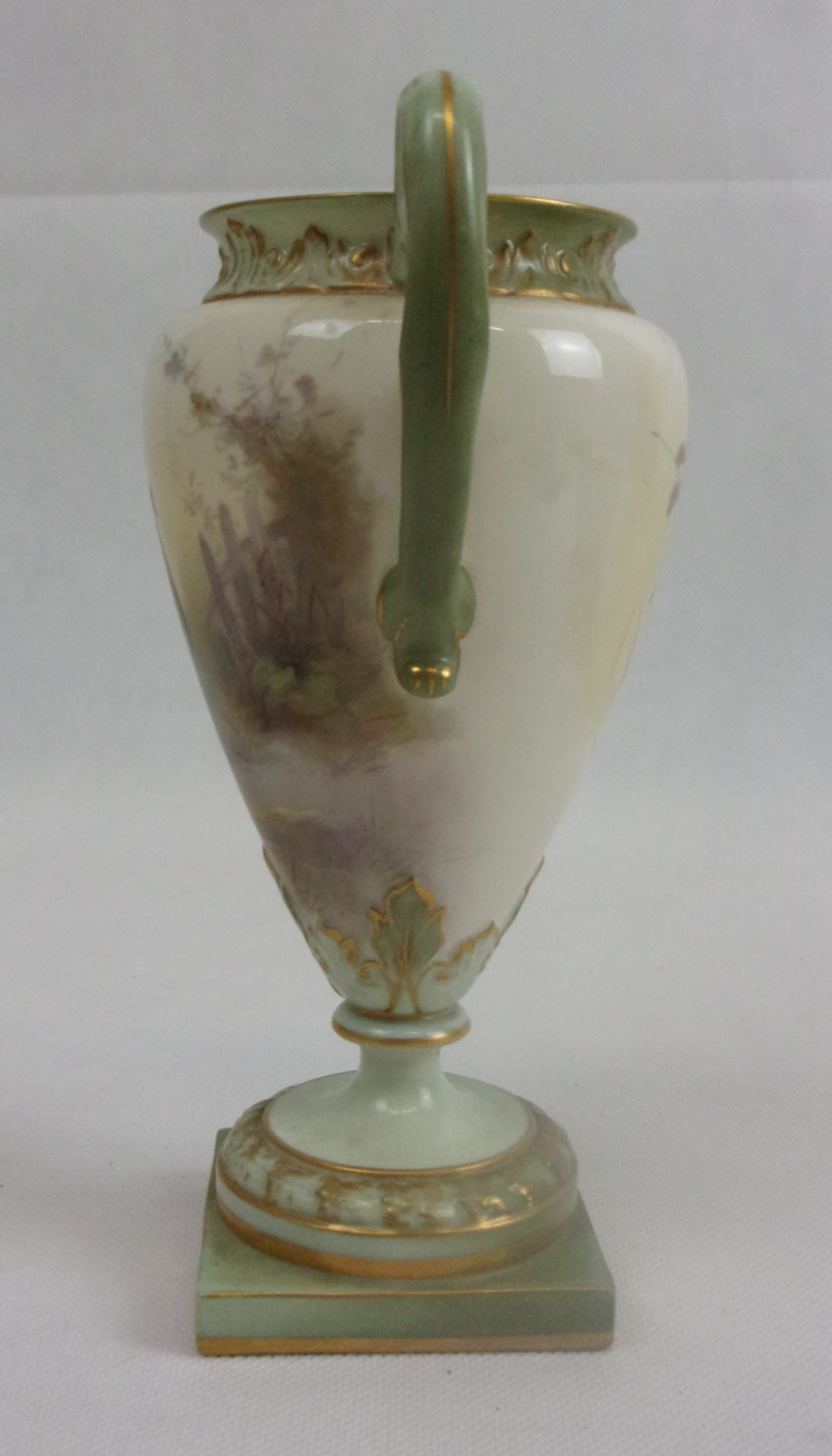 Royal Worcester James Stinton Turkey Twin Handled Vase - Image 8