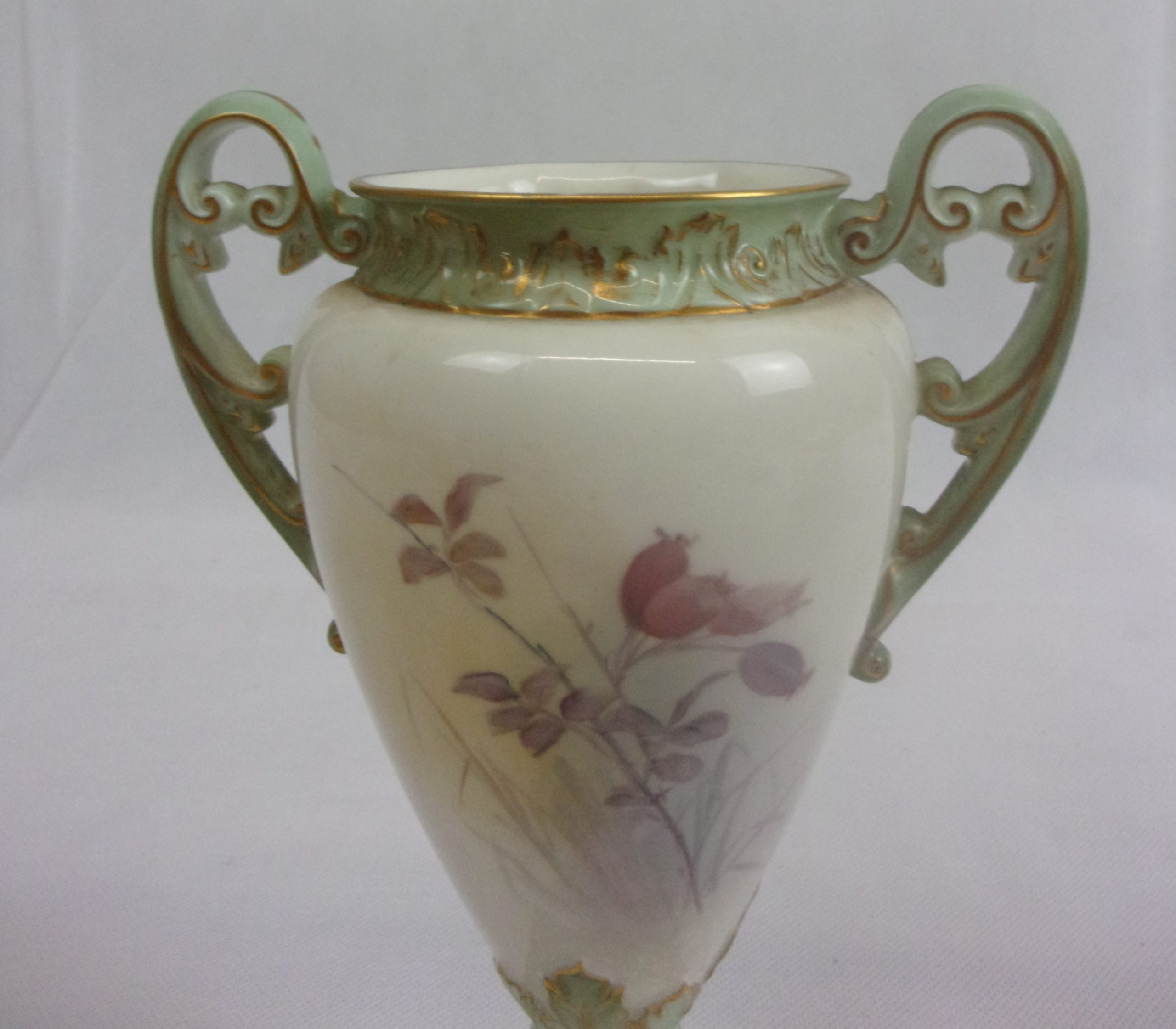 Royal Worcester James Stinton Turkey Twin Handled Vase - Image 6