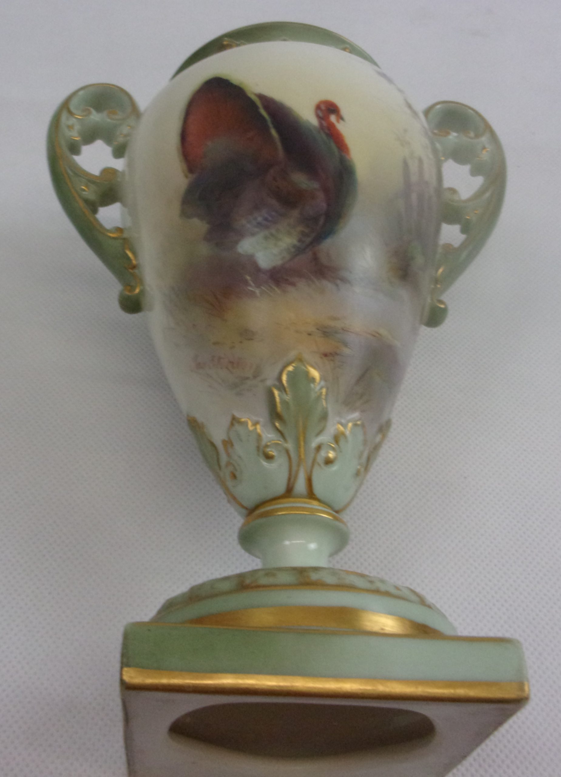 Royal Worcester James Stinton Turkey Twin Handled Vase - Image 9