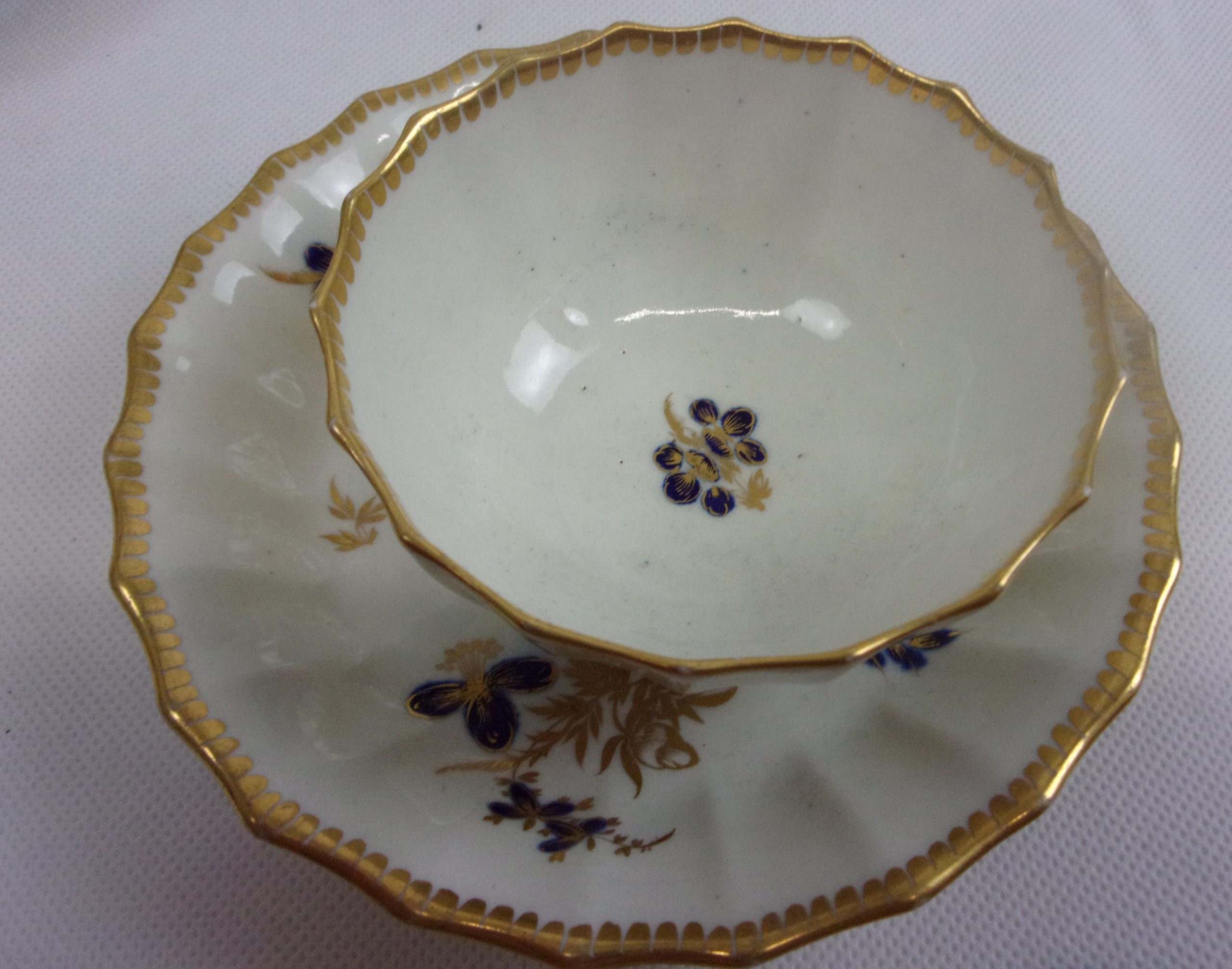 Circa 1785 Pair Blue Gilt Flight & Barr Worcester Porcelain Tea Bowls Saucers - Image 11