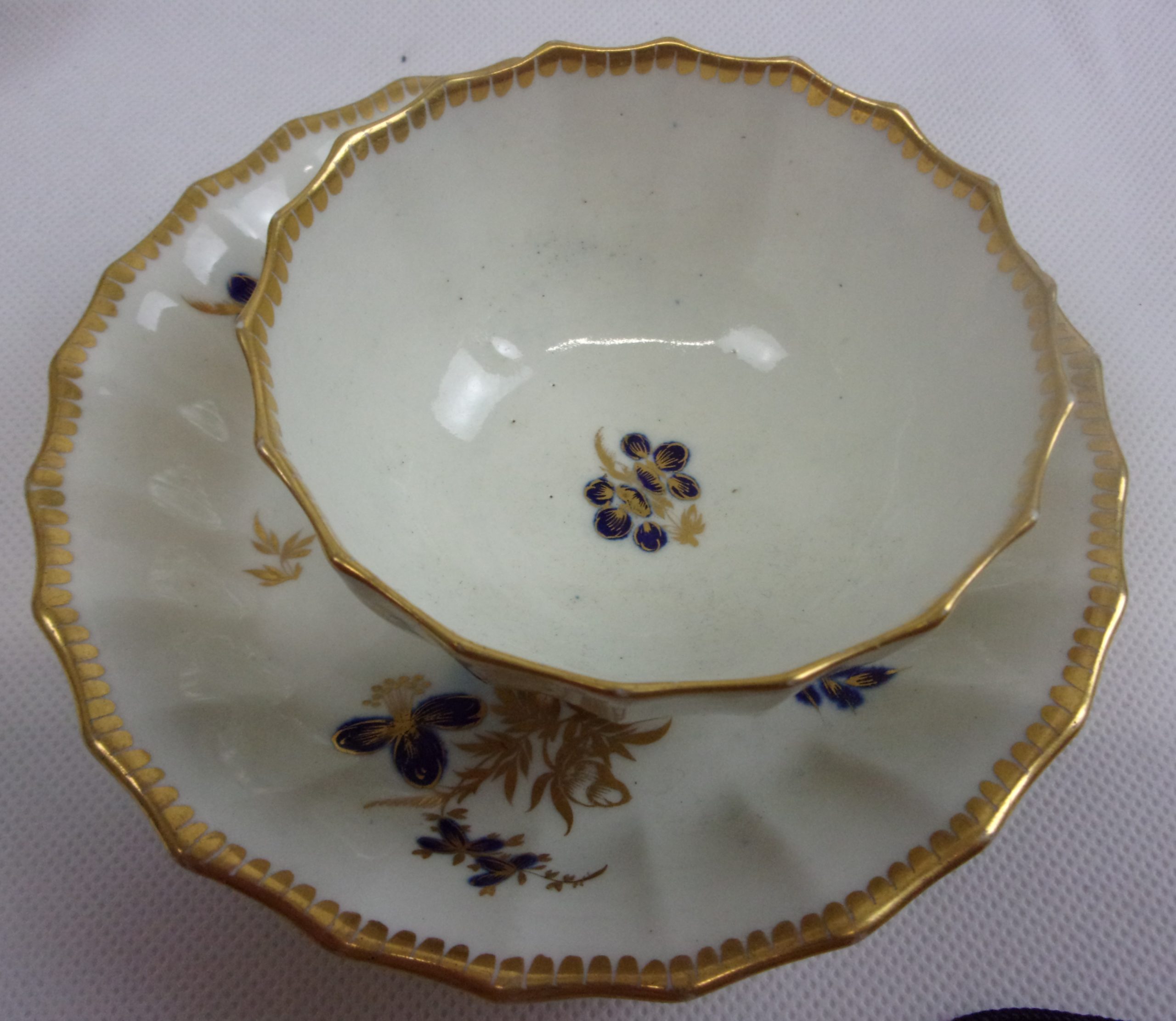 Circa 1785 Pair Blue Gilt Flight & Barr Worcester Porcelain Tea Bowls Saucers - Image 10