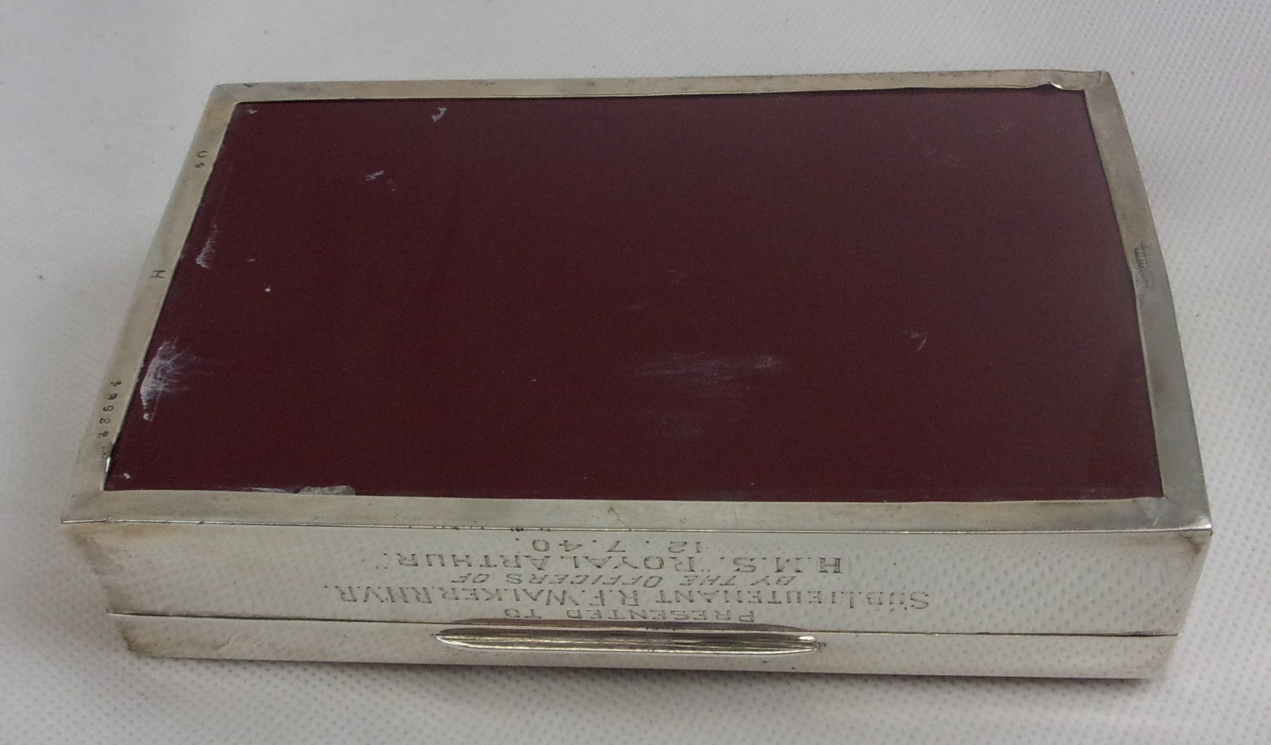 Sheffield 1939 Silver Cigarette Case HMS Royal Arthur - Image 2