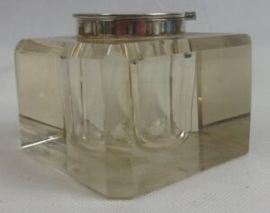 London 1895 Silver Topped Crystal Ink Well