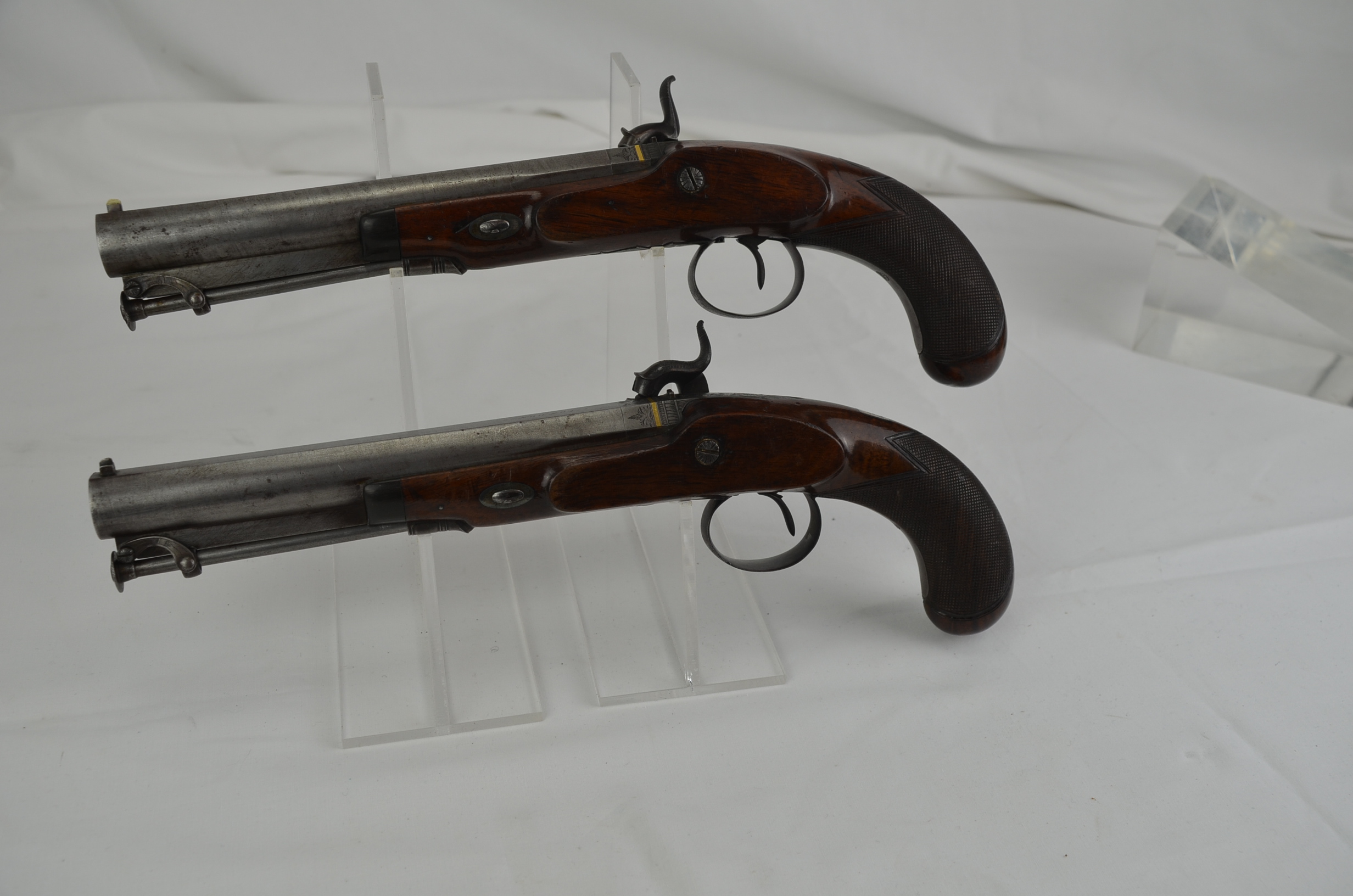 An Early 19th Century Pair of Early Percussion Duelling Pistols by Mortimer - Image 3