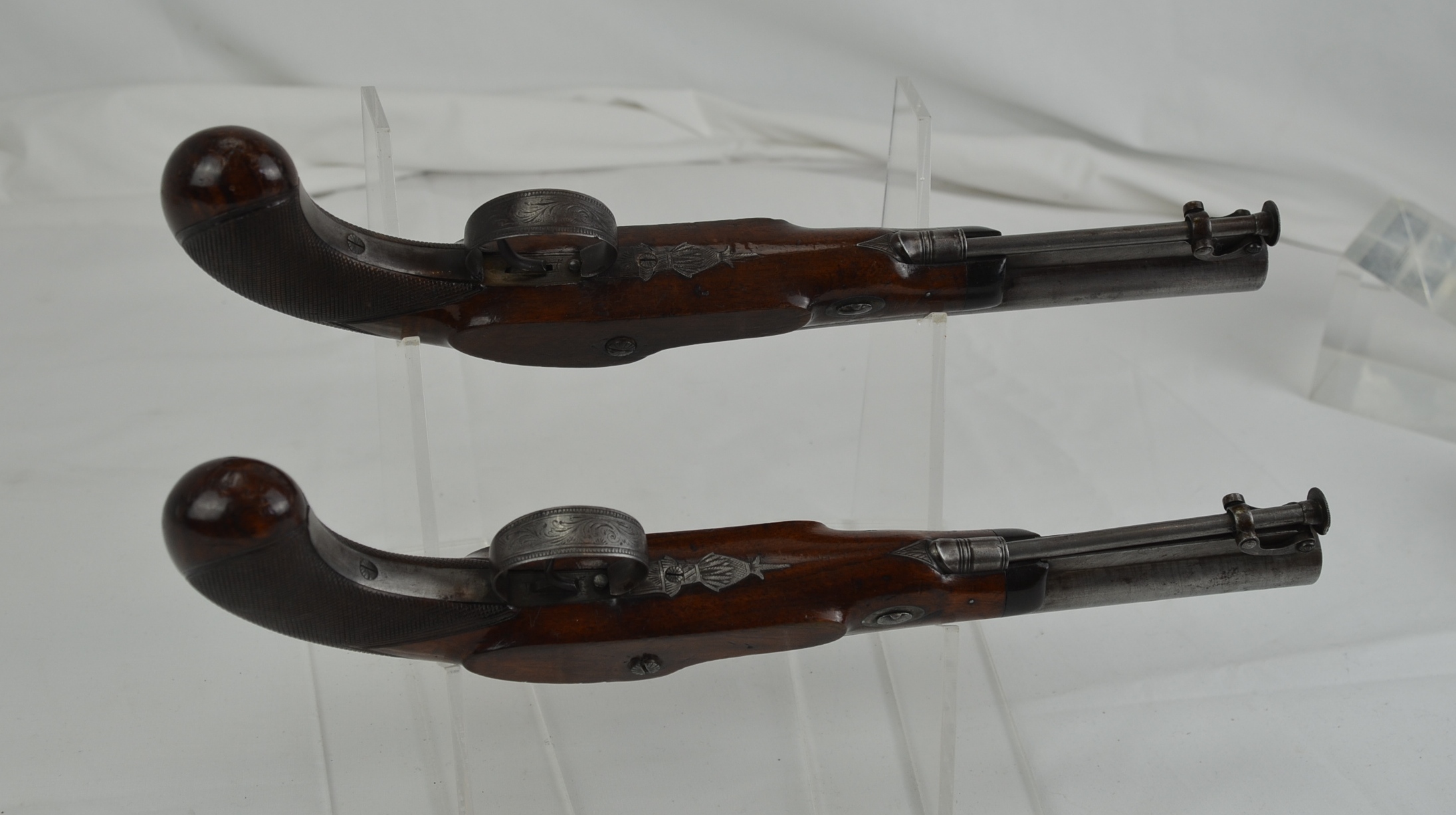 An Early 19th Century Pair of Early Percussion Duelling Pistols by Mortimer - Image 10
