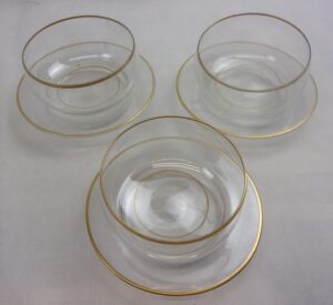Circa 1820 Trio Of Georgian Gilt Glass Finger Bowls And Saucers