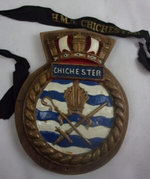 HMS Chichester Salisbury Class Frigate 1958 Steel Ships Boat Badge