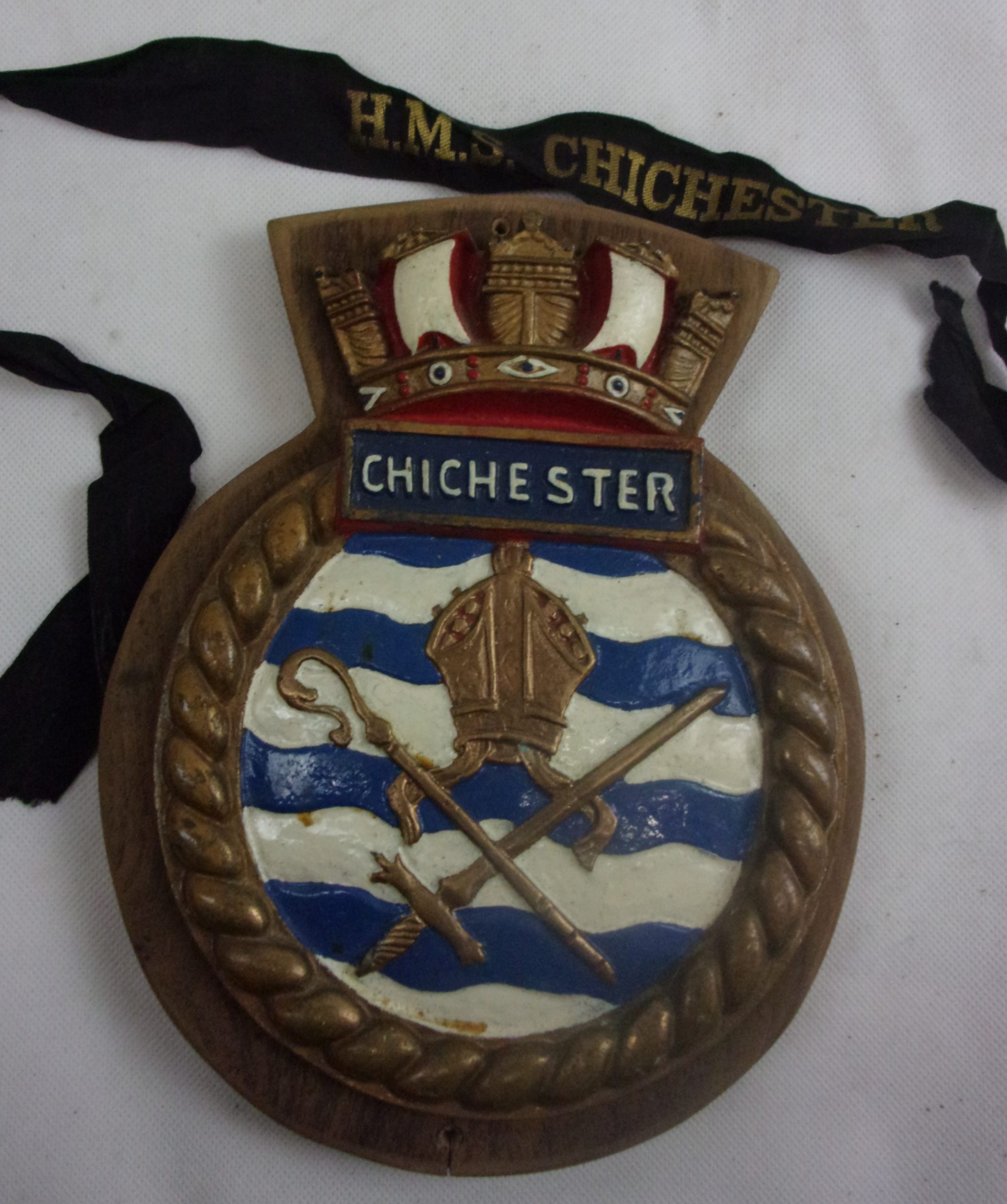 HMS Chichester Salisbury Class Frigate 1958 Steel Ships Boat Badge