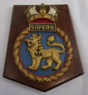 HMS Superb Swiftsure Class Submarine 1974 Alloy Hollow Back Boat Badge