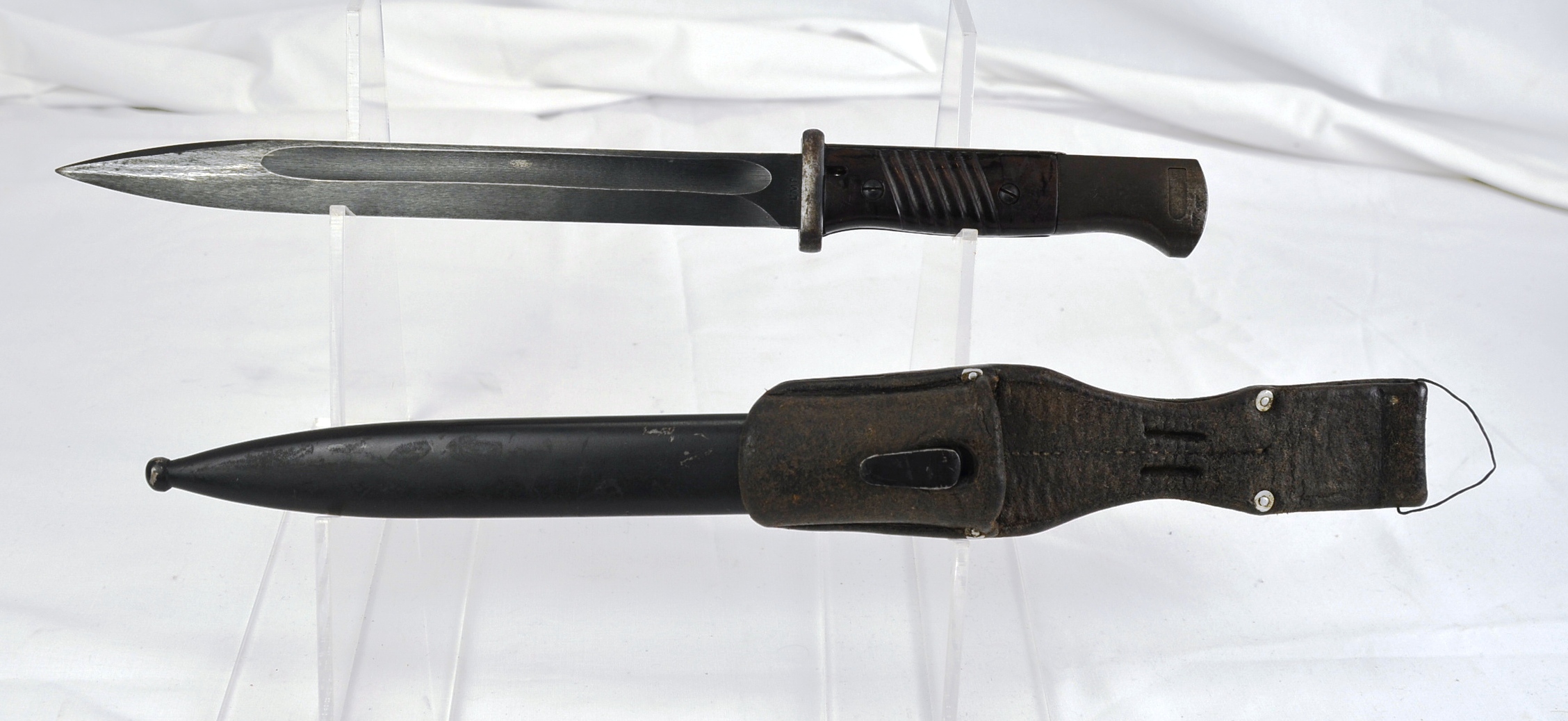 Excellent German WW2 K98 Bayonet With Frog And Scabbard By JWH