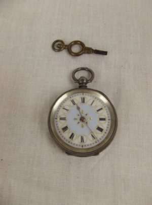 Ladies Swiss Circa 1920 .935 Silver Pocket Watch With A Charming Dial
