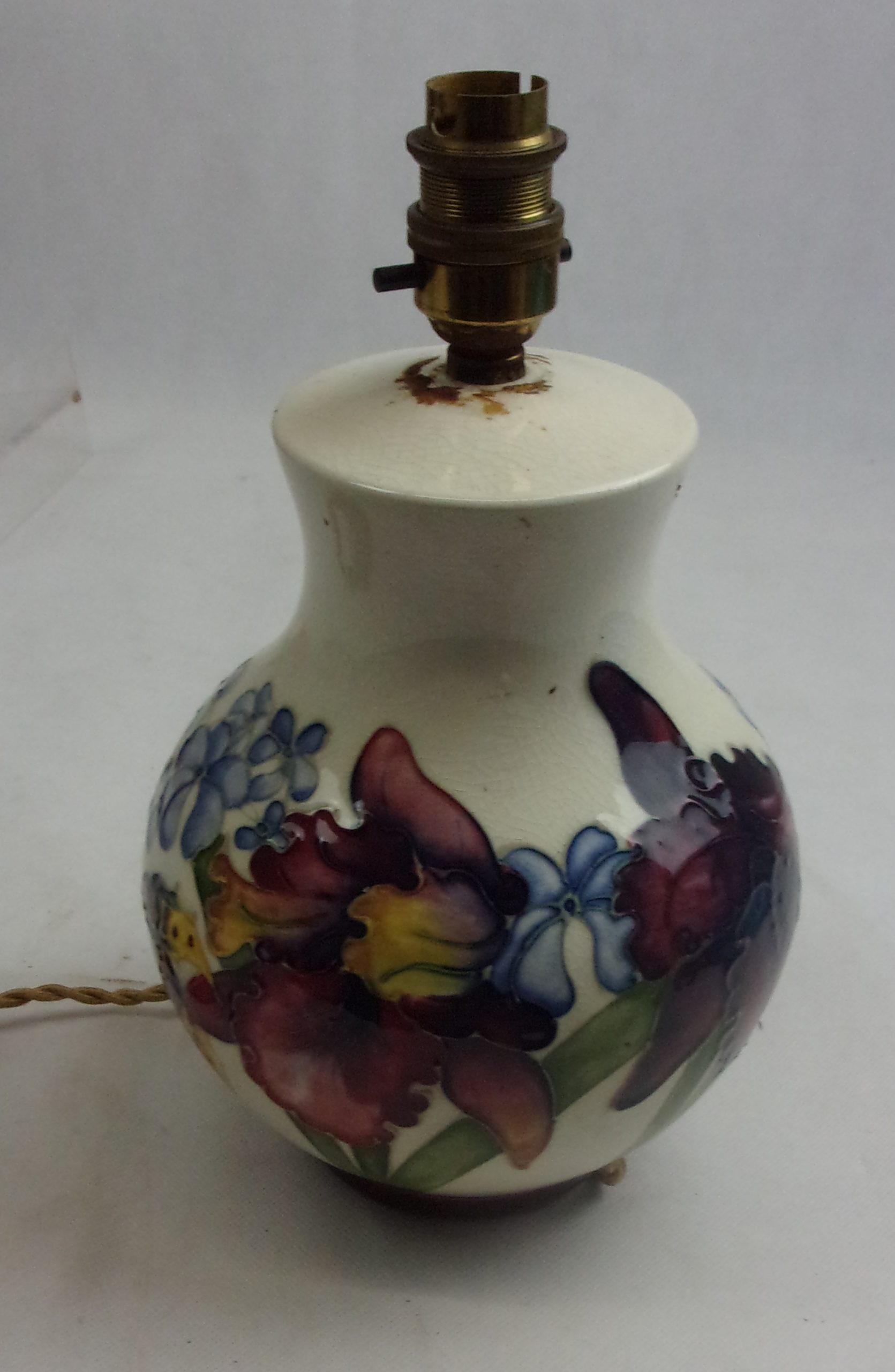 Circa 1950 Moorcroft Iris Pattern Lamp Base - Image 2