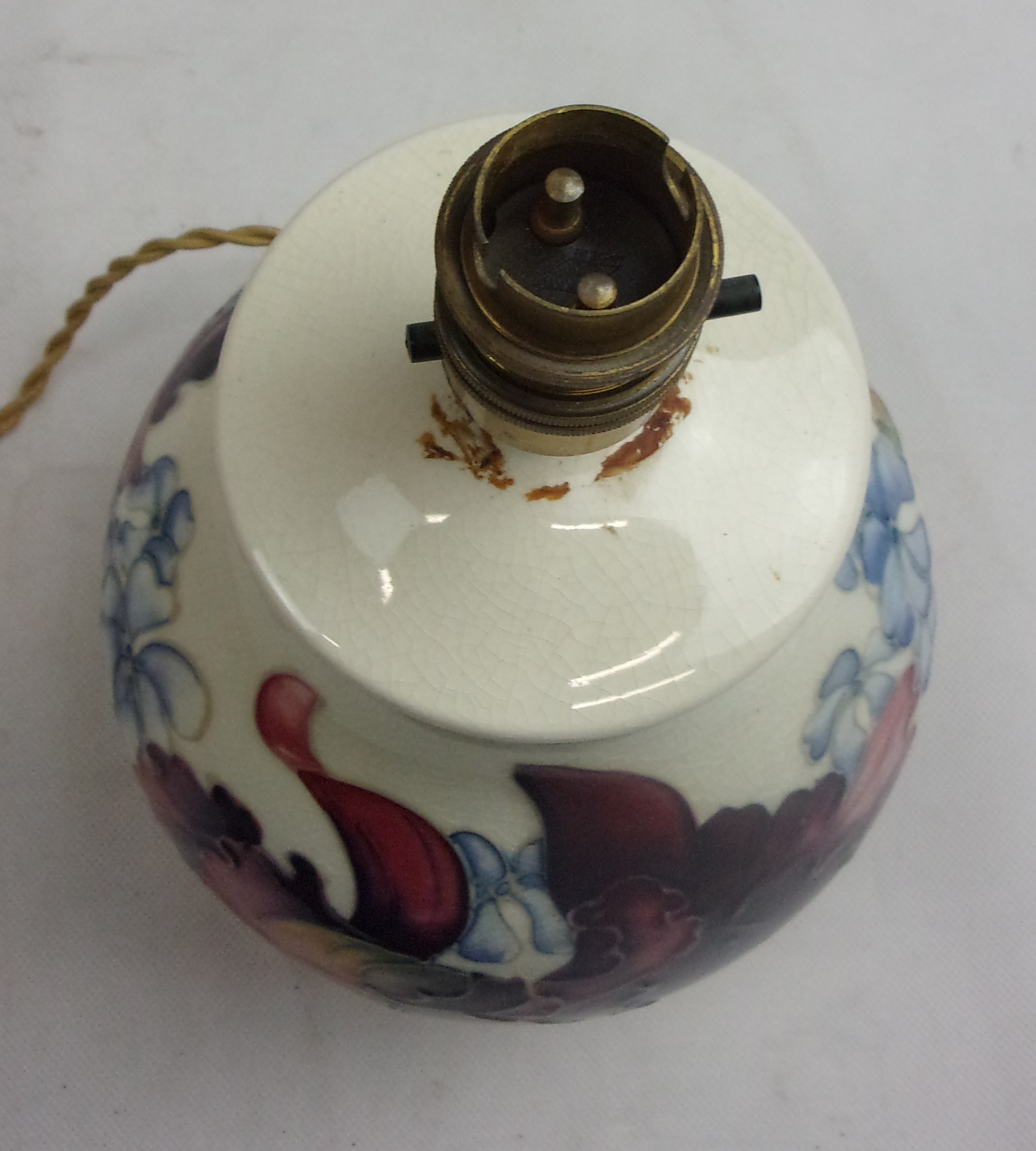 Circa 1950 Moorcroft Iris Pattern Lamp Base - Image 3