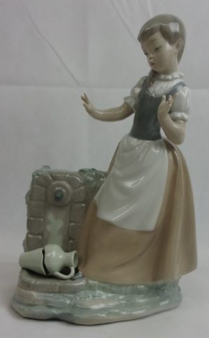 Nao By Lladro Large Hand Painted Porcelain Figure Of A Girl With Broken Jar By Sculptor Vicente Martinez Issued 1992