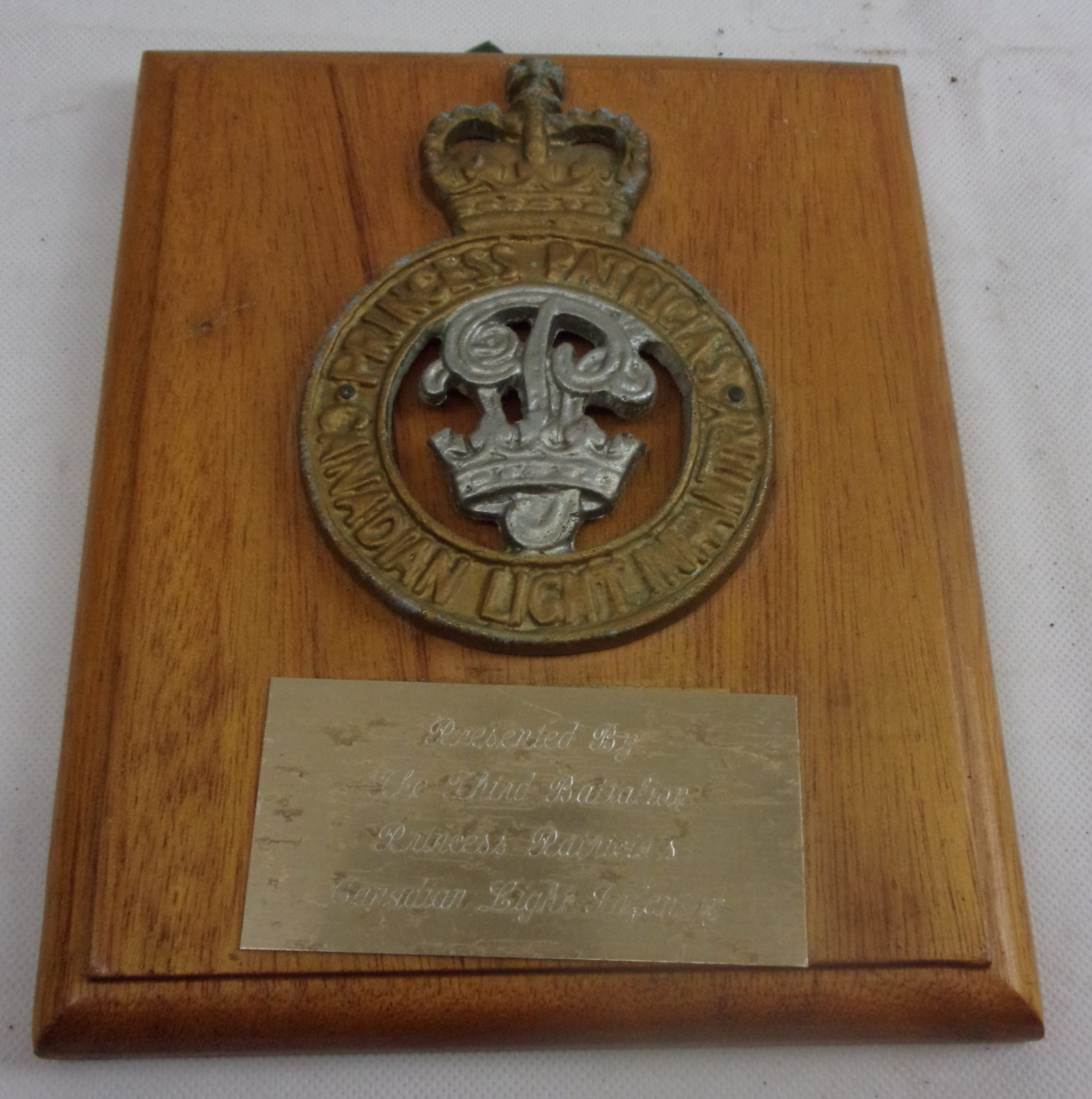 Princess Patricias Canadian Light Infantry 3rd Battalion Presentation Plaque